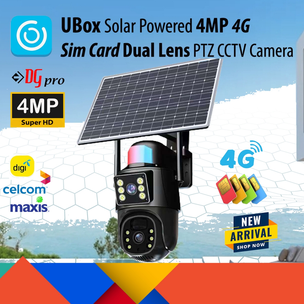  NEW ARRIVAL UBox 4G Sim Card Dual Lens Solar Battery Powered 4MP 