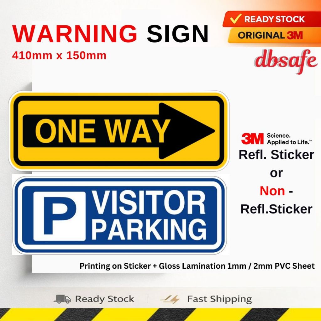 (SAFETY STICKER) (+Board) Visitor Parking Sticker (410mm x 150mm ...