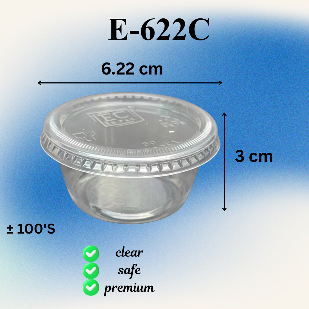 2oz Round Container with Lids (±100pcs）EC E622C Disposable Plastic Pet ...