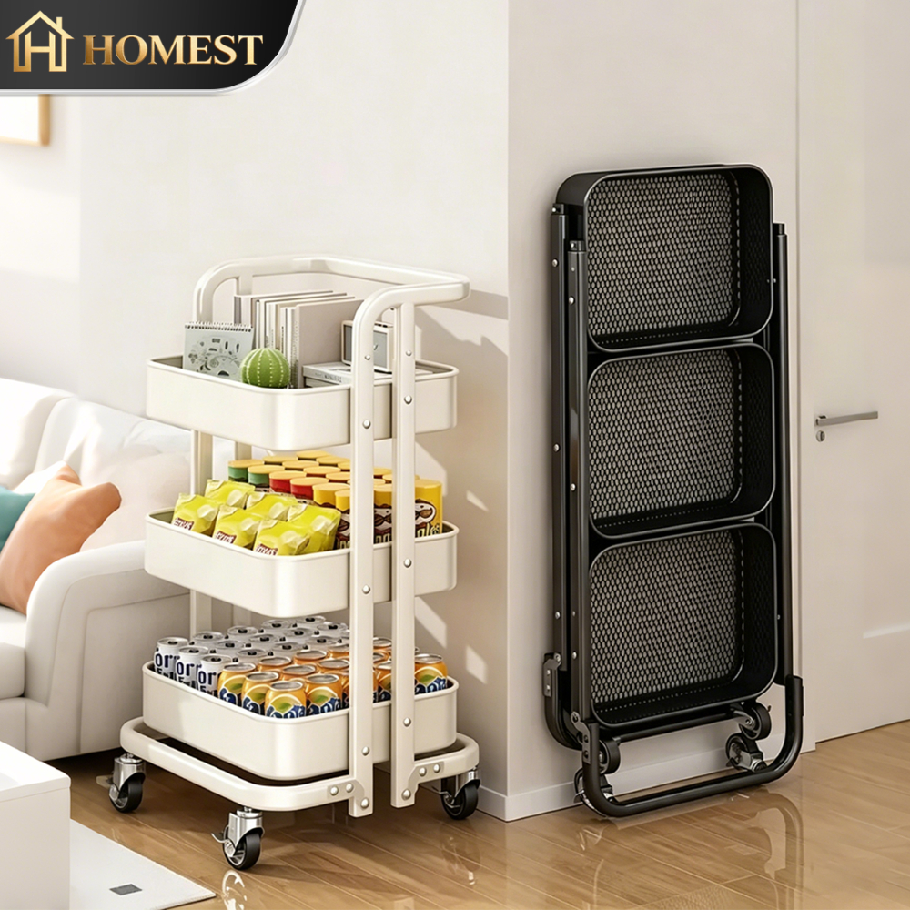 HM 100% Carbon Steel Trolley Rack Bingkai Troli Toy&Snack Movable ...