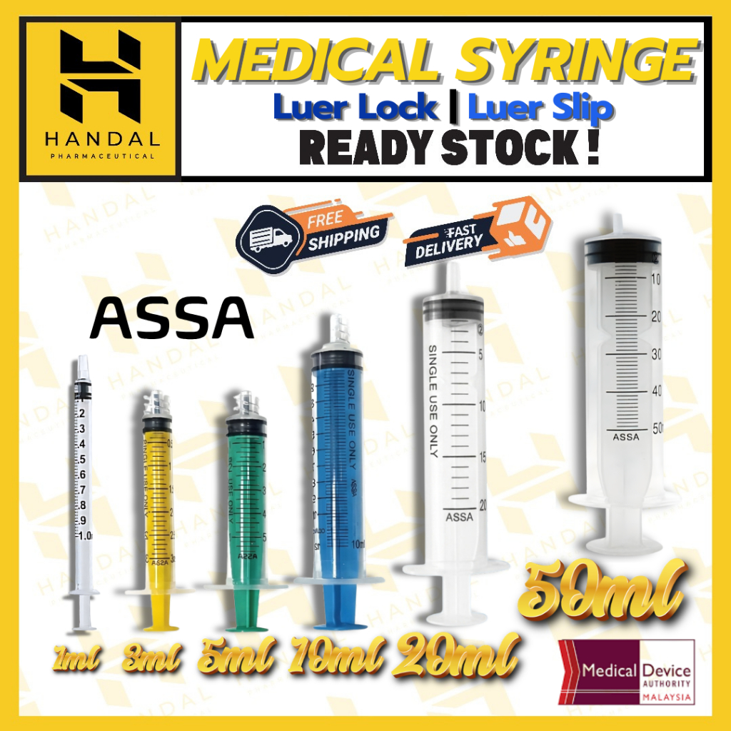 [NEW!] ASSA Low Pain Sterile Syringe Without Needle - Luer Lock / Luer ...
