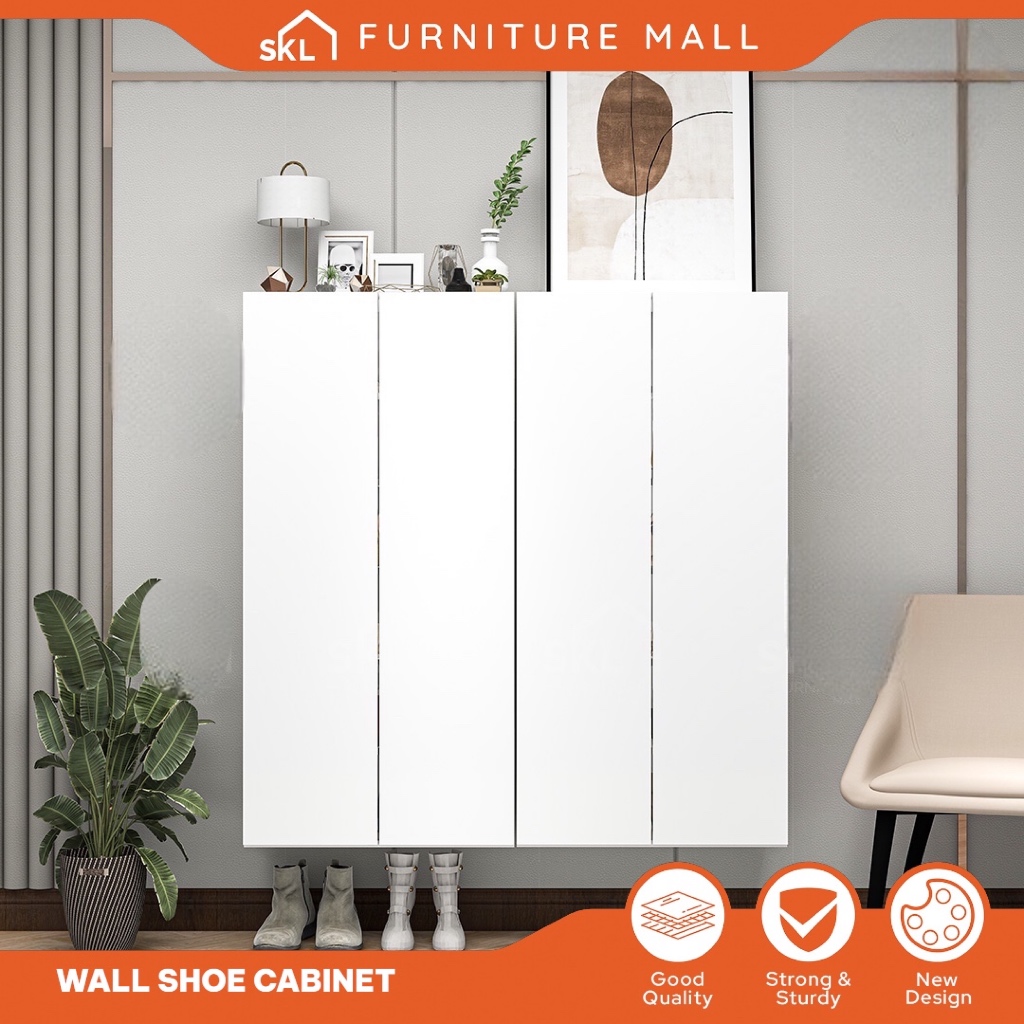 SKL Furniture 4FT 4 DOORS WALL SHOE CABINET With 6Tiers Cabinet Shoes ...