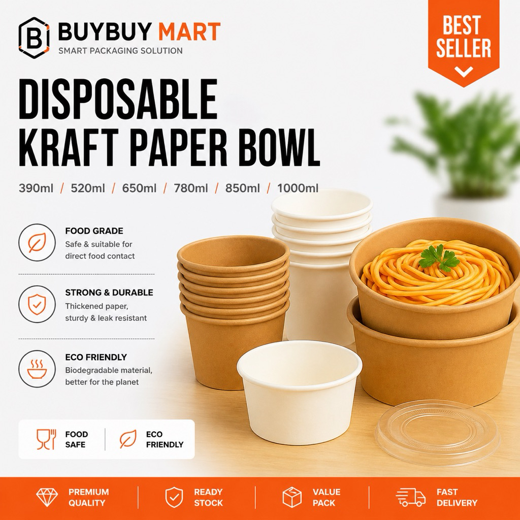 Paper Bowl Lid TAPAU Hot Soup Laksa Bubur Mungkuk Kertas, Disposable ...