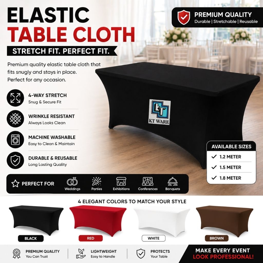 KT WARE Full Elastic Banquet Table Cloth Cover Colorful Stretch Event ...
