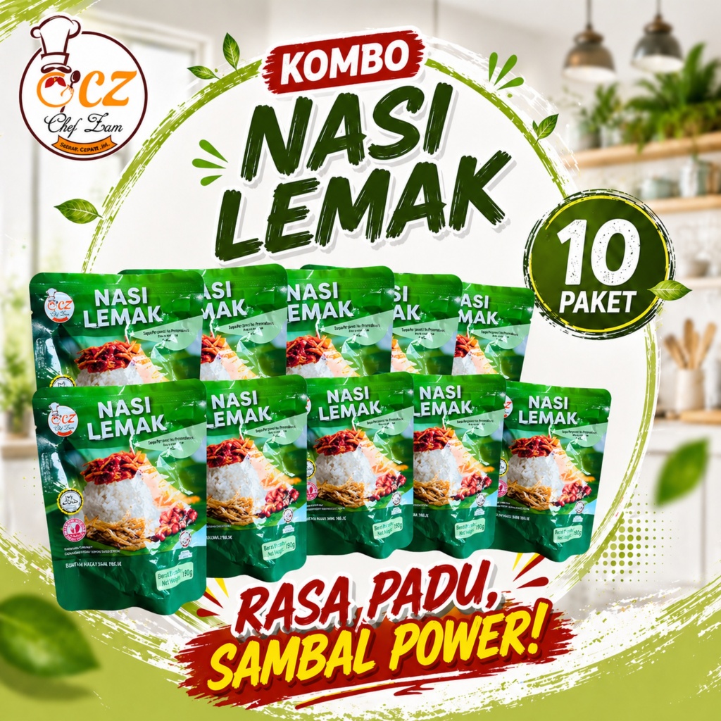 Chef Zam Kombo Jimat Nasi Lemak 10 PAKET - Ready To Eat (RTE) Meal ...