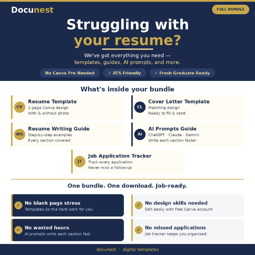 Resume Template Canva | ATS Friendly | Cover Letter | Writing Guide ...