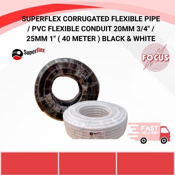 SUPERFLEX CORRUGATED FLEXIBLE PIPE / PVC FLEXIBLE CONDUIT 20MM 3/4 ...