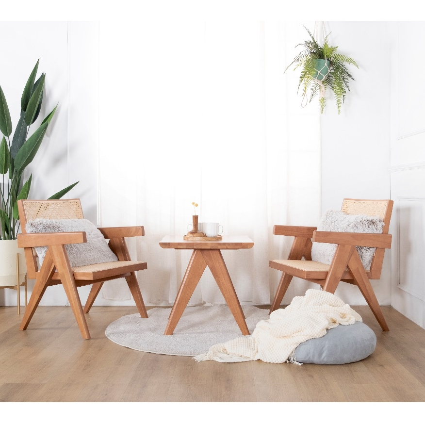 MODA Velentina Rattan Accent Chair, Solid Rubberwood Rattan Lounge ...