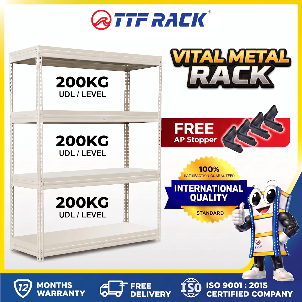 TTF Rack™ VITAL METAL RACK H150-240cm D45-60cm /4 Levels Boltless Rack ...