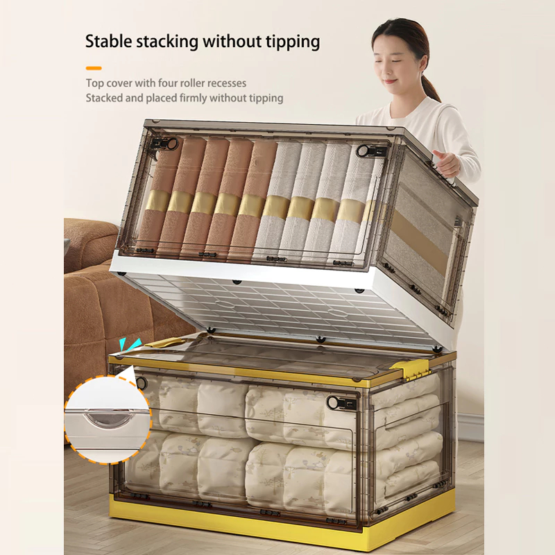 【ABC BEAR】120L Foldable Storage Box Transparent stackable toy box book ...