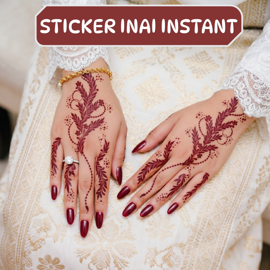 Henna Instant Sticker New Design Maroon/ White Waterproof Temporary ...
