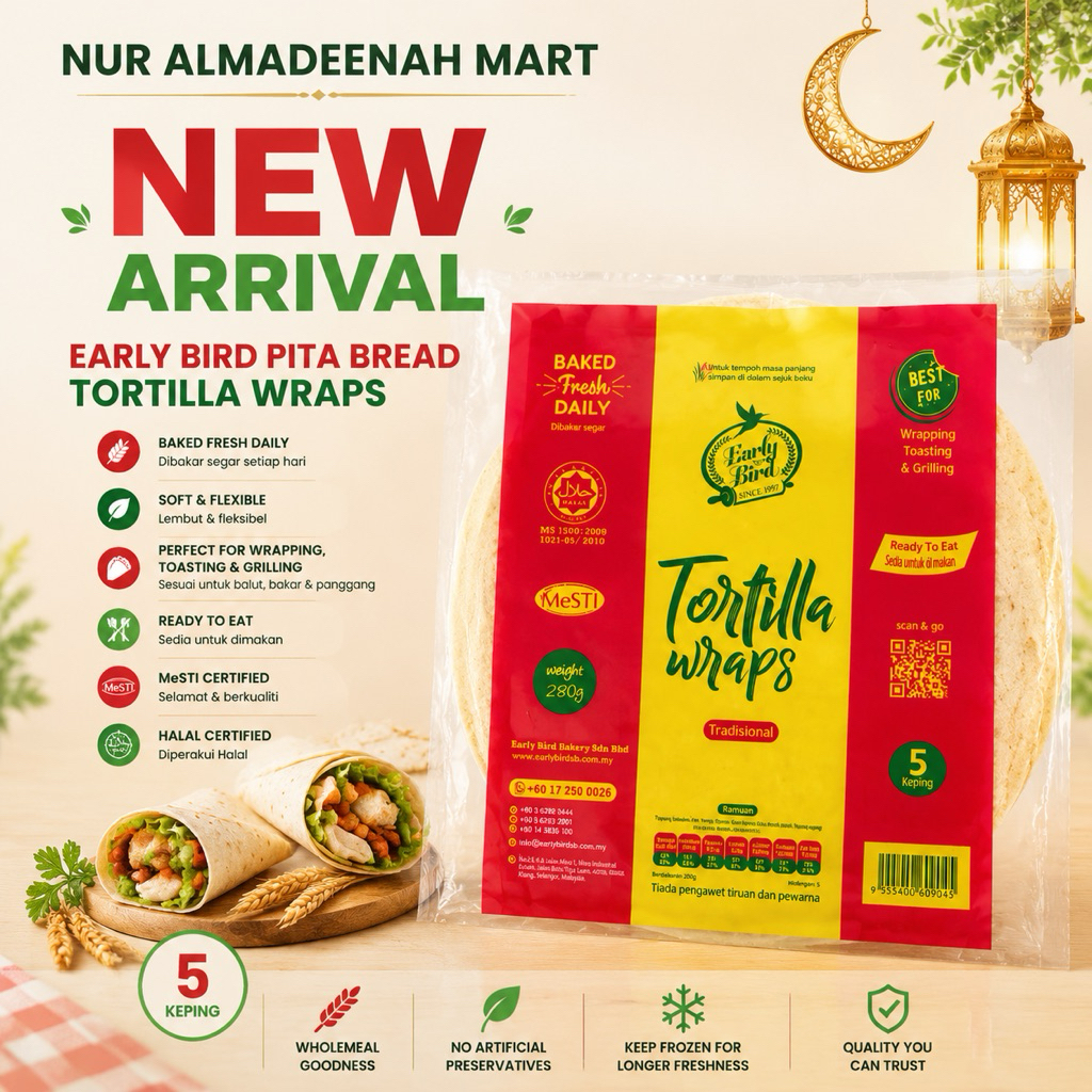 Roti Arab Tortilla Wraps Bread 5 pcs Fresh Daily[ EXDATE IS 6DAYS ...
