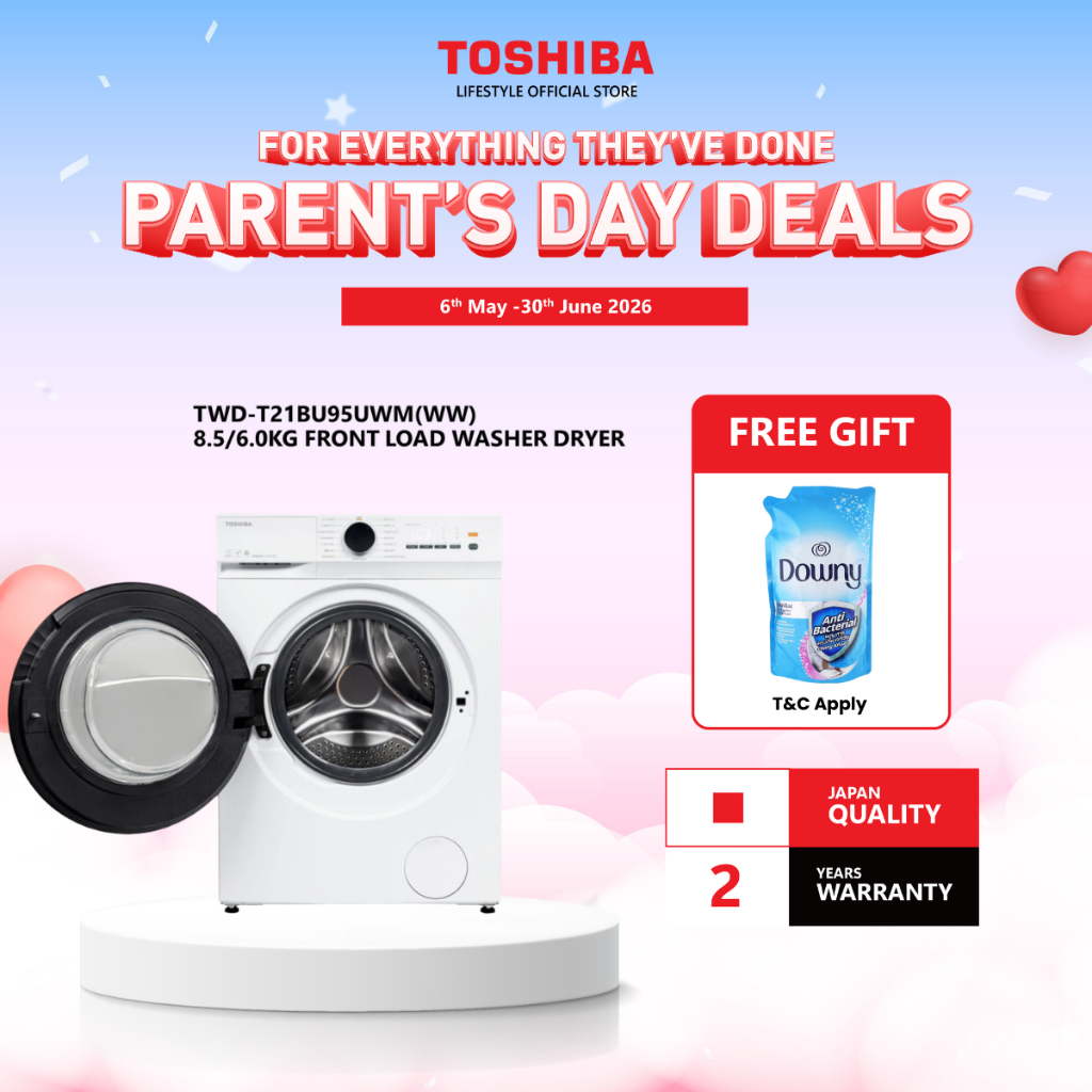 Toshiba TWD-T21BU95UWM(WW) 8.5/6.0 KG Front Load 2 in 1 Washer Dryer | Mesin Basuh & Pengering | 洗烘一体机