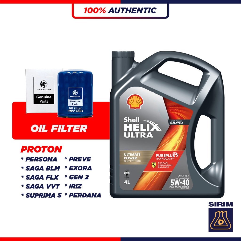 (WITH ORI PROTON OIL FILTER) SHELL HELIX ULTRA 5W40 SQ Fully Synthetic ...