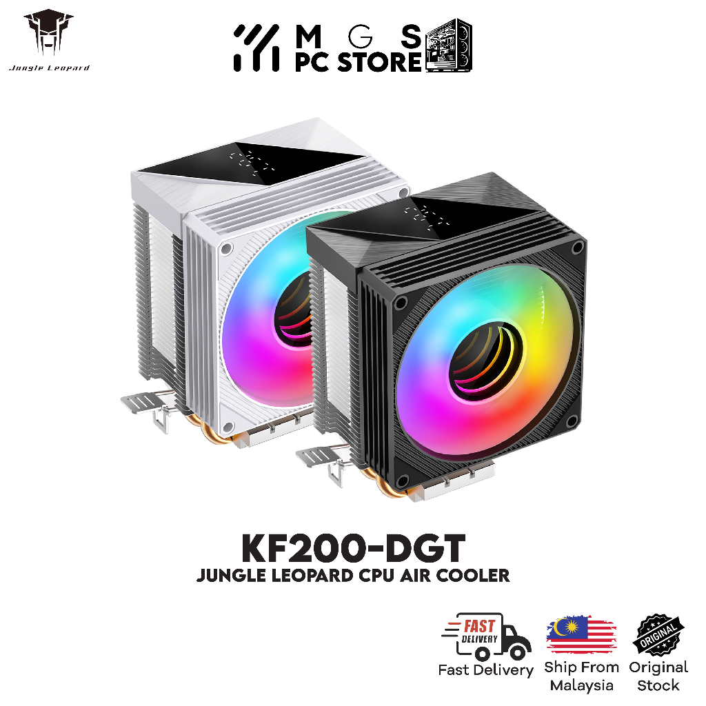 Jungle Leopard KF200-DGT PC Case CPU Cooler Digital Display LED Pipes 2 ...
