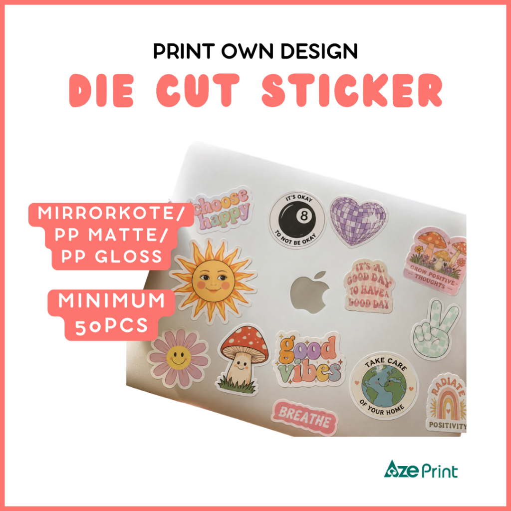 Custom Sticker Printing Waterproof Diecut Mirrorkote PP Label Logo ...