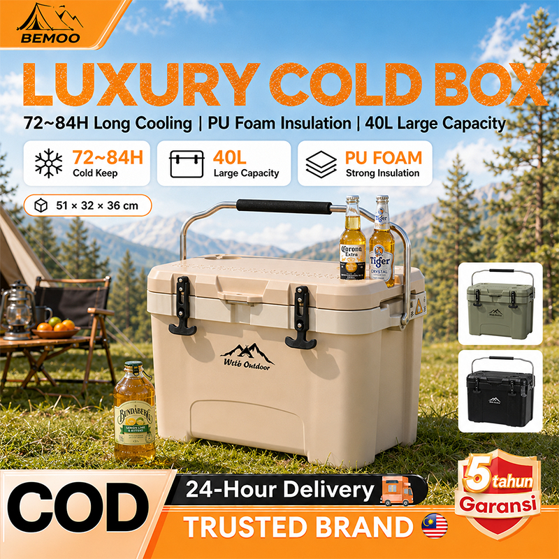 WTHB Portable Cooler Box 40L Luxury Camping Ice Box Peti Sejuk Outdoor ...