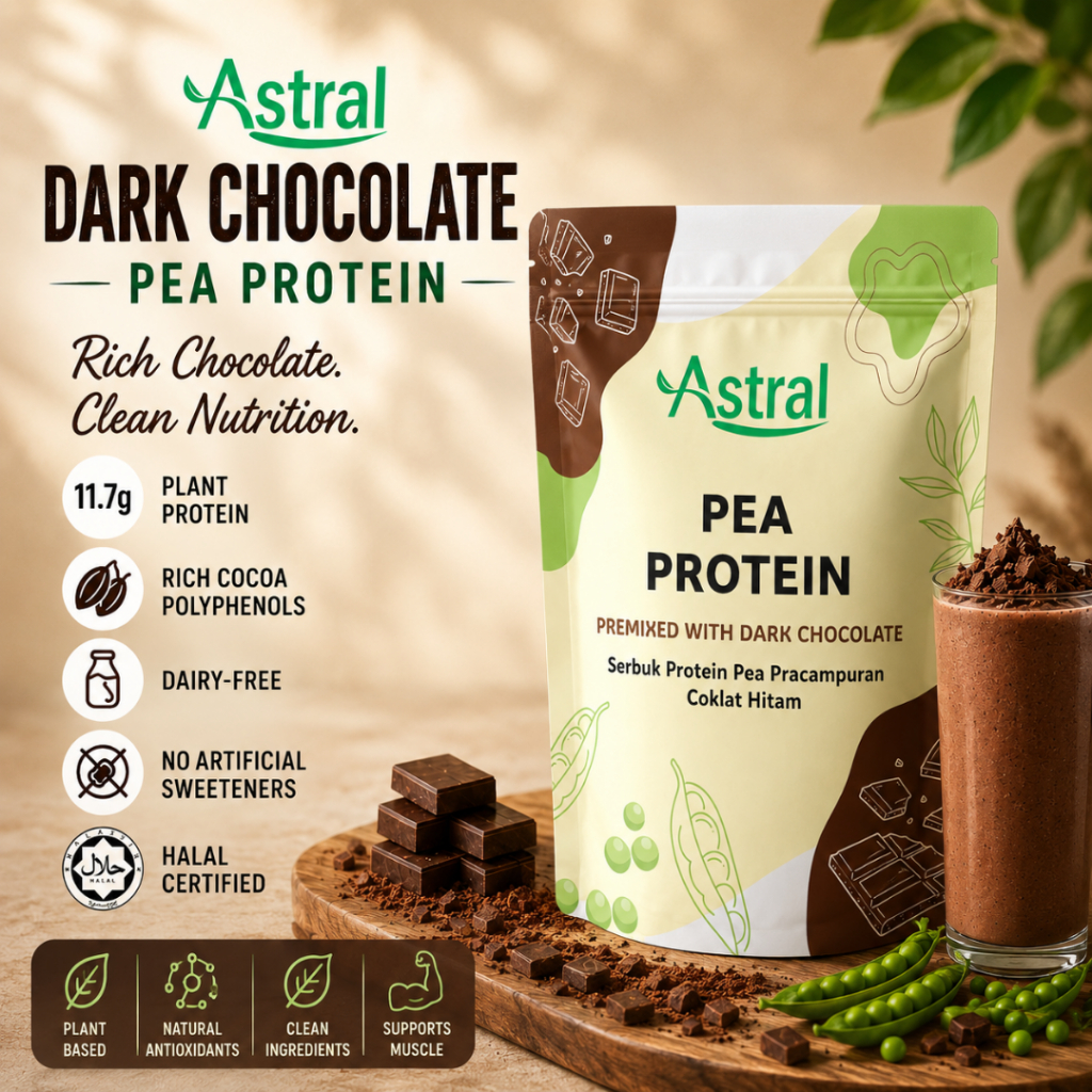 Astral Dark Chocolate Pea Protein Powder 500g Halal Plant-Based ...