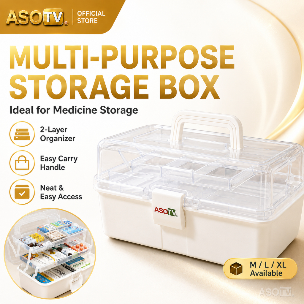 ASOTV® 3 Tier Extra Large Medical Box Toolbox First Aid Plastic ...