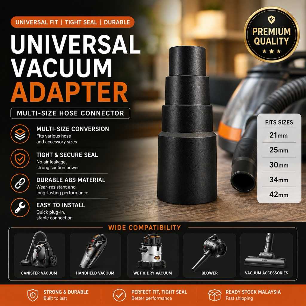 Universal Vacuum Cleaner Hose Connector Adapter – Fits 32mm, 38mm, 40mm & 50mm Hoses – Durable Plastic (1-Piece)