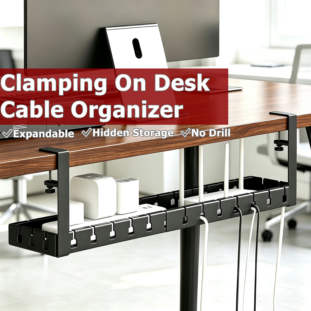 Extendable Under Desk Cable Management Wire Organiser Tray Table PC ...