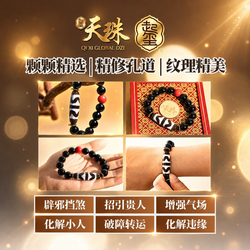 QI XI Global Dzi 起玺国际天珠】Palden Lhamo Double Tiger-Tooth