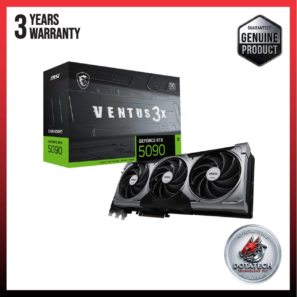 MSI GeForce RTX 5090 VENTUS 3X OC 32GB GDDR7 28Gbps 512bit PCIe5.0 DX12 ...
