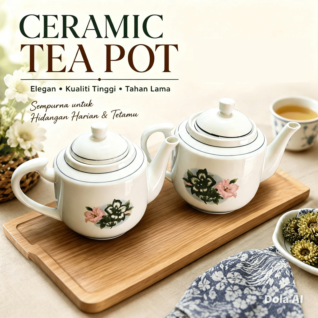 Ceramic Tea pot/ Porcelain Jug / Teko bunga kangkung/ Teko Air Panas ...