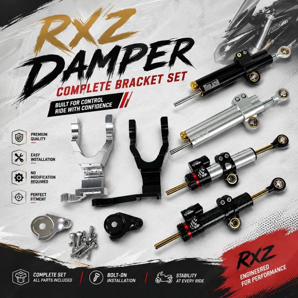 Yamaha RXZ Steering Damper Bracket Just Plug N Play Only 100% CNC ...