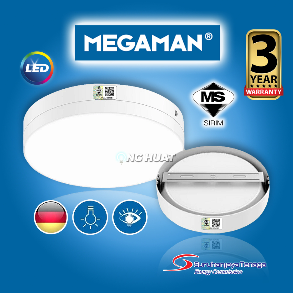 [SIRIM] MEGAMAN LED Borderless Surface Downlight 18W 24W 36W 48W Round ...