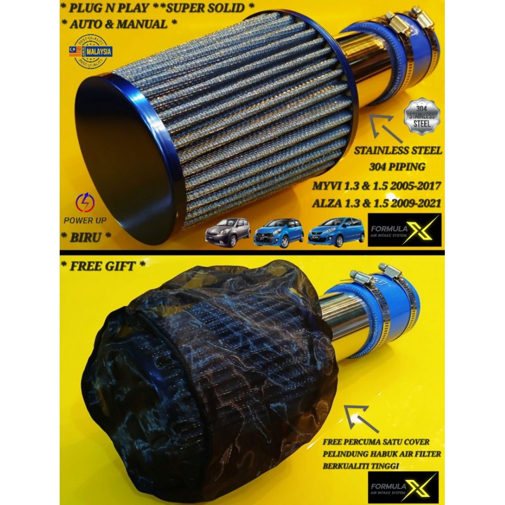 Air Filter Open Pod Air Intake Formula X Myvi 2005-2017 Alza 2009-2021 ...