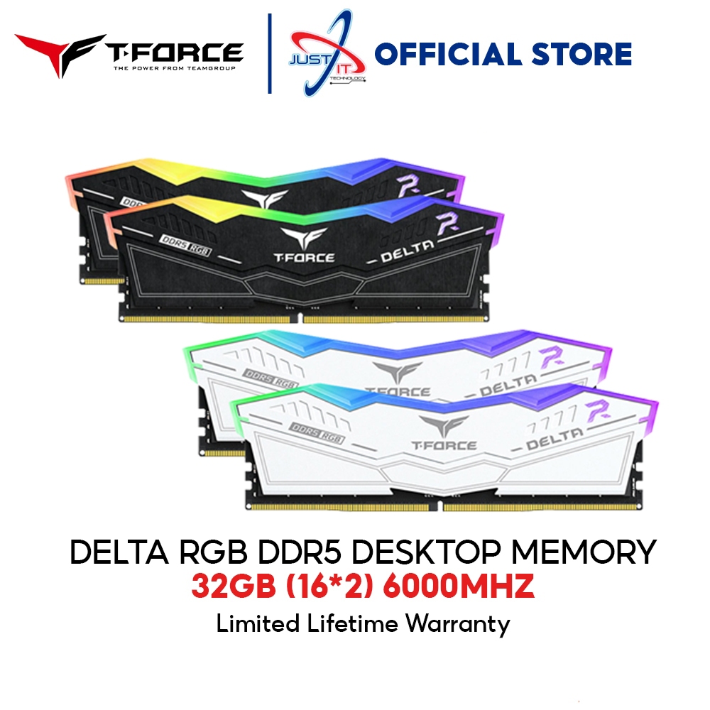 T-FORCE DELTA 32GB (16*2) DDR5 6000MHZ RGB GAMING PC RAM - ( BLACK ...