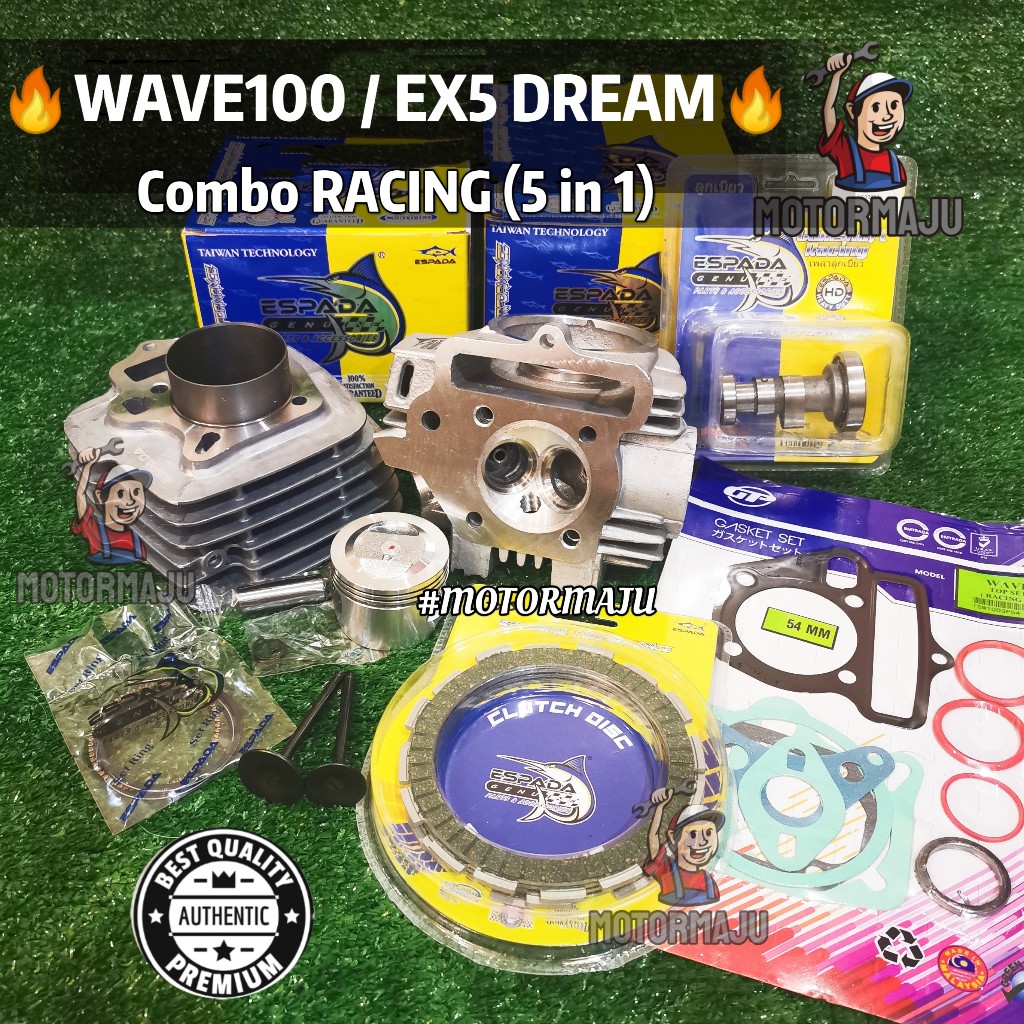 Combo EX5 DREAM / WAVE100 [ESPADA] Racing Block 53MM 54MM FULL SET, Cam ...