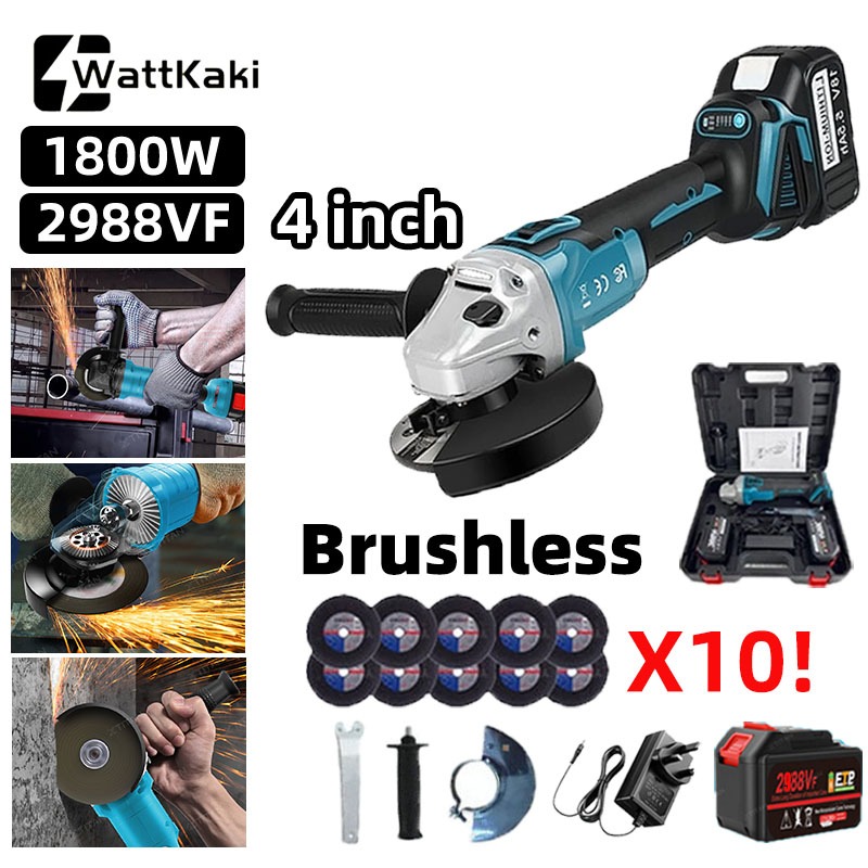 🔥COD🔥Cordless Angle Grinder 9500RPM Portable Grinder Cordless Heavy ...