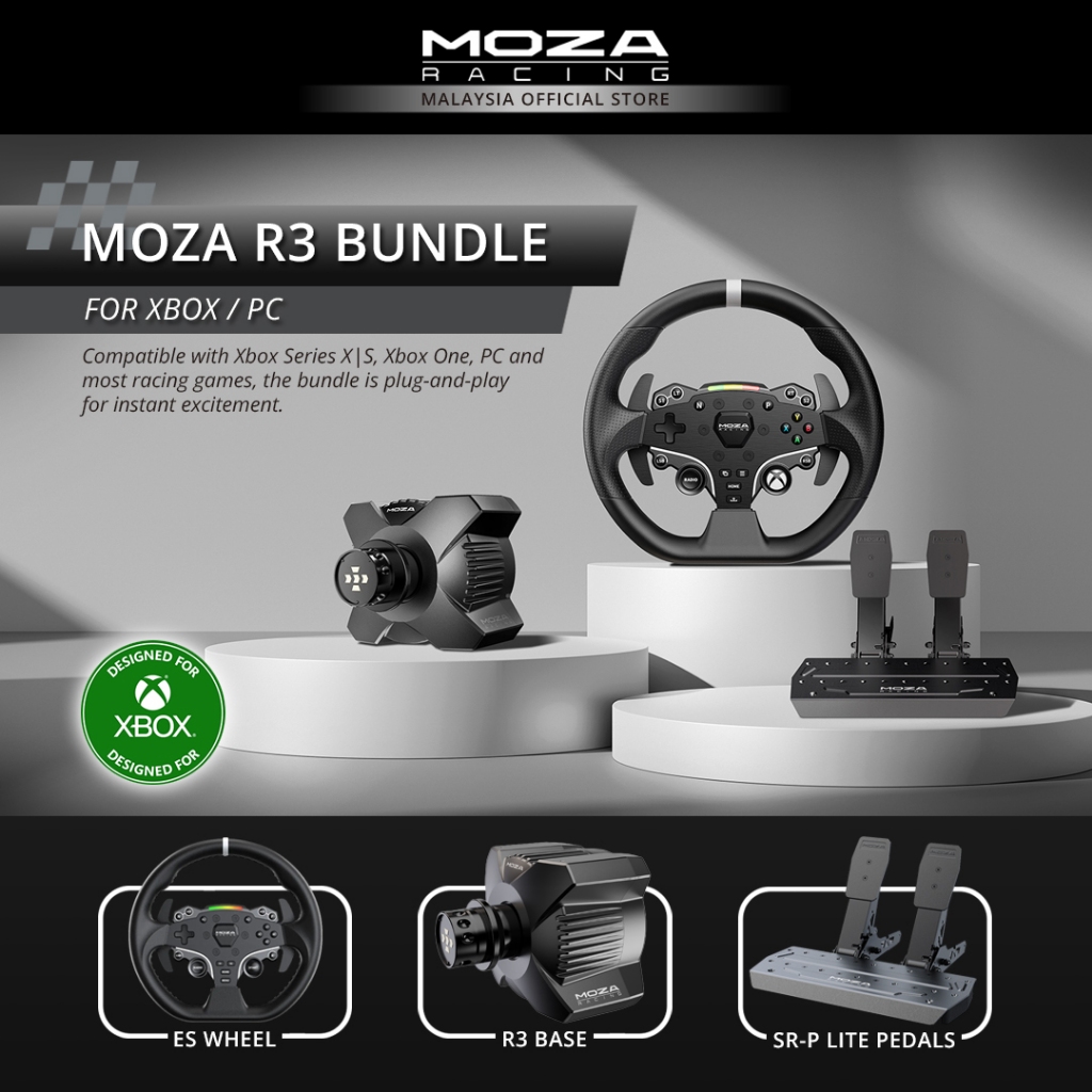 MOZA RACING R3 Racing Simulator Bundle - Xbox R3 Base/ES Wheel/SR-P ...