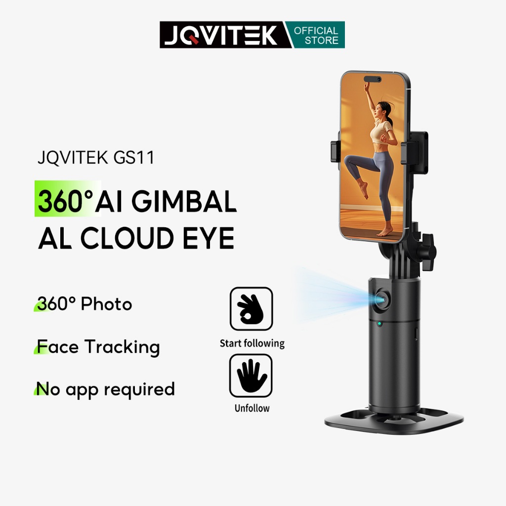 JQVITEK GS11 AI Face Tracking Gimbal Stabilizer Table Tripod Phone ...