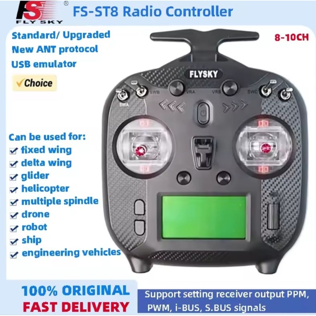 Flysky fs-st8 2.4g radio transmitter ANT RGB assistant 3.0 8/12chnl ...