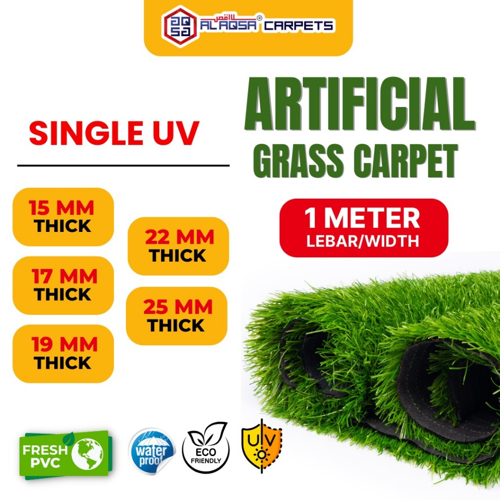 Al Aqsa Carpet Rumput Tiruan Single UV Protection 15mm 19mm 25mm | Turf ...