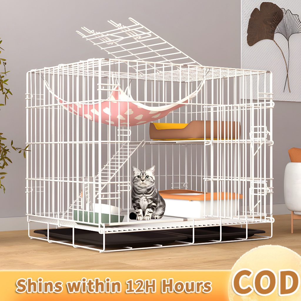 In Stock Sangkar Kucing 2 tingkat Cat Cage 2 level 2 Doors / 2 Kaki 2 ...