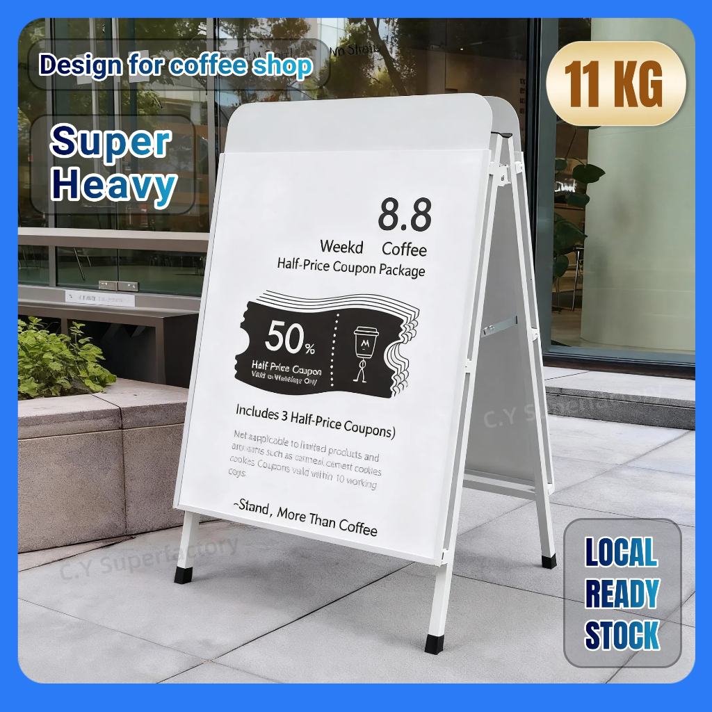 Coffee Shop Poster Stand Outdoor Metal Foldable Signboard Stand Shop ...