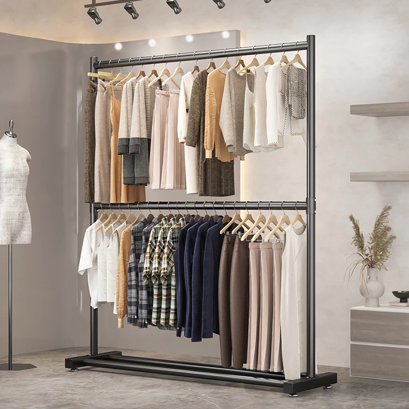 Double Pole Type Drying Rack Rak Baju Bedroom Floor Hanger Coat Rack ...