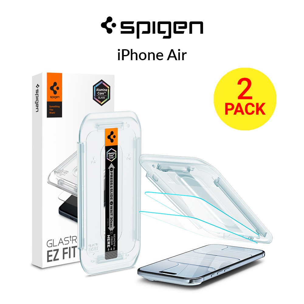 [2 Pack] Spigen iPhone Air Tempered Glass Glas.tR EZ Fit Full Coverage ...
