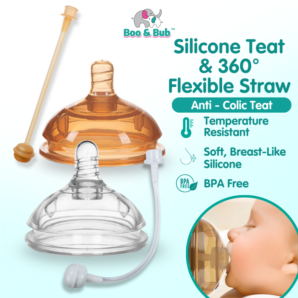 Boo & Bub Silicone Teat and Flexible 360 Degree Straw BPA FREE Anti ...
