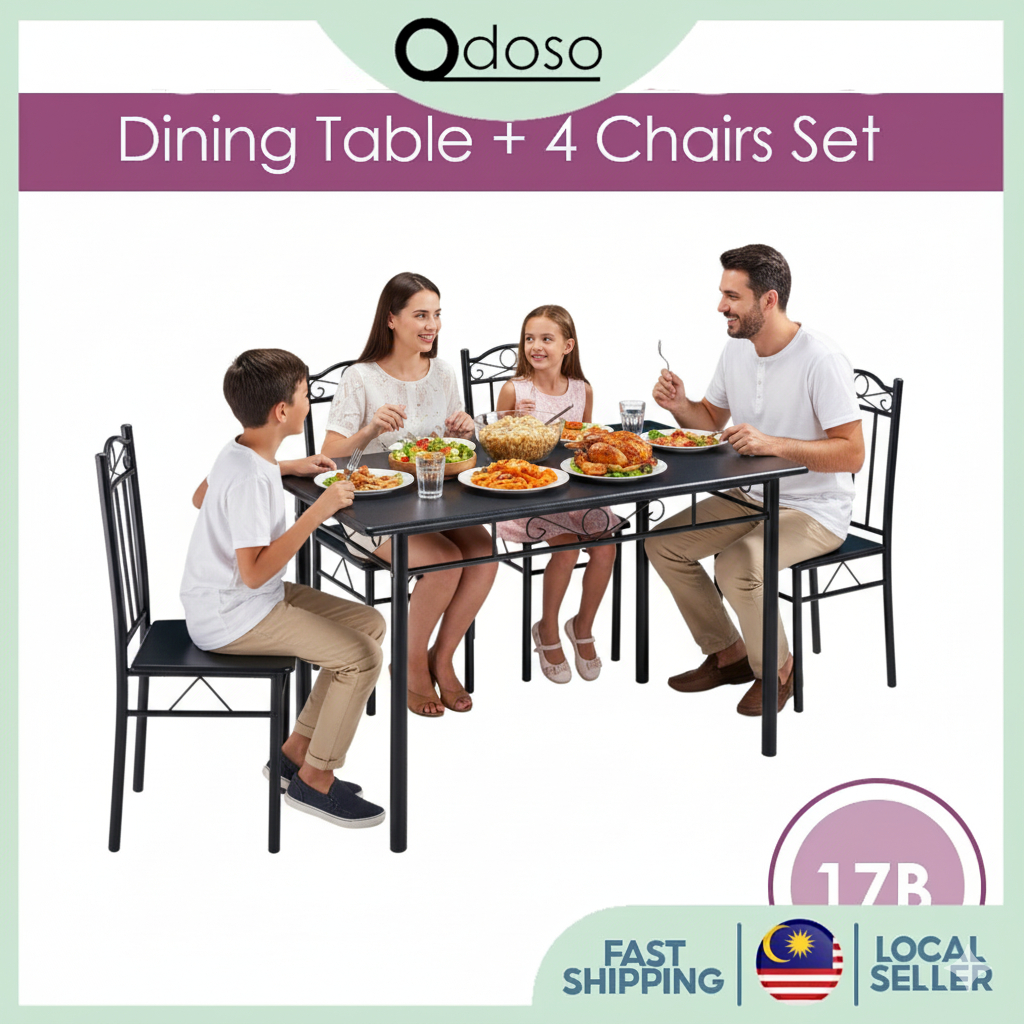 (EXTRA PROTECTIVE PACKAGING)HP038 Dining Table Set with 4 Chairs Home ...