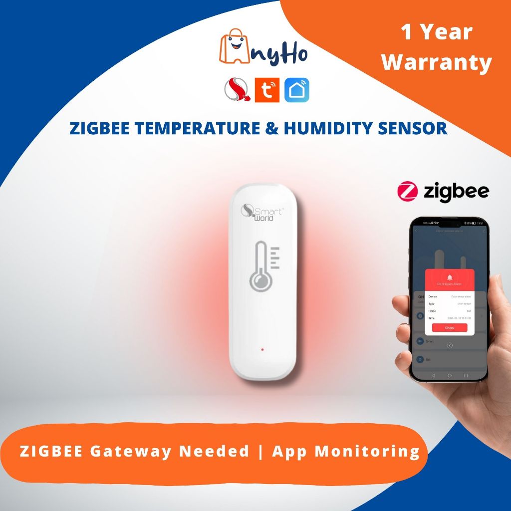 TUYA SMART WORLD ZigBee Smart Temperature And Humidity Sensor Alexa ...