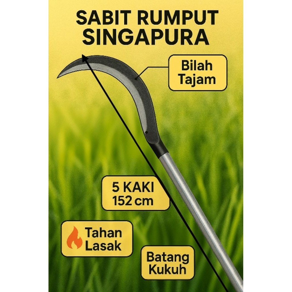 Sabit Rumput Singapura 5 Kaki Dengan Batang Besi – Heavy Duty Singapore ...