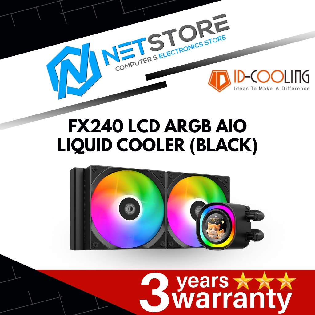 ID-COOLING FX240 LCD ARGB AIO LIQUID COOLER - BLACK - ID-CPU-FX240-LCD ...