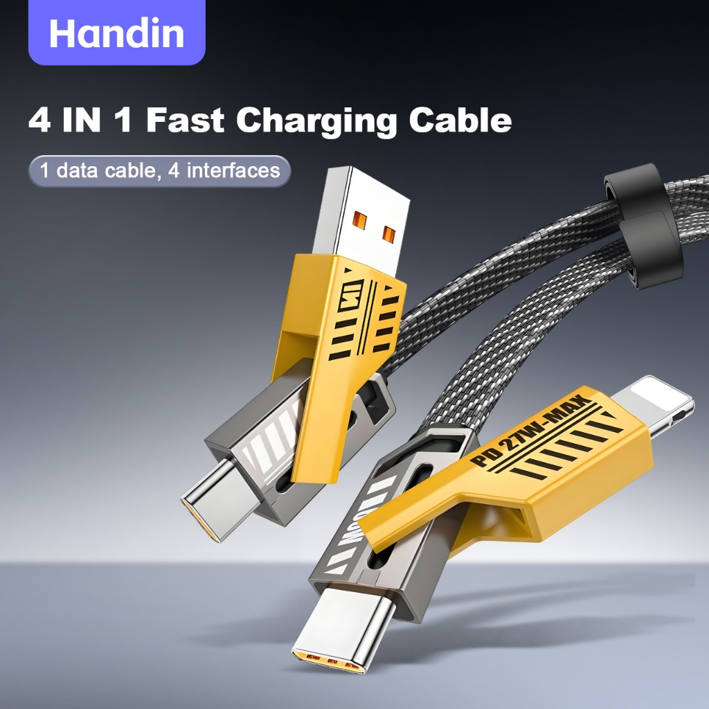 Handin 4in1 65W Fast Charging Cable Cord Usb Type C Charger Cable Multi ...