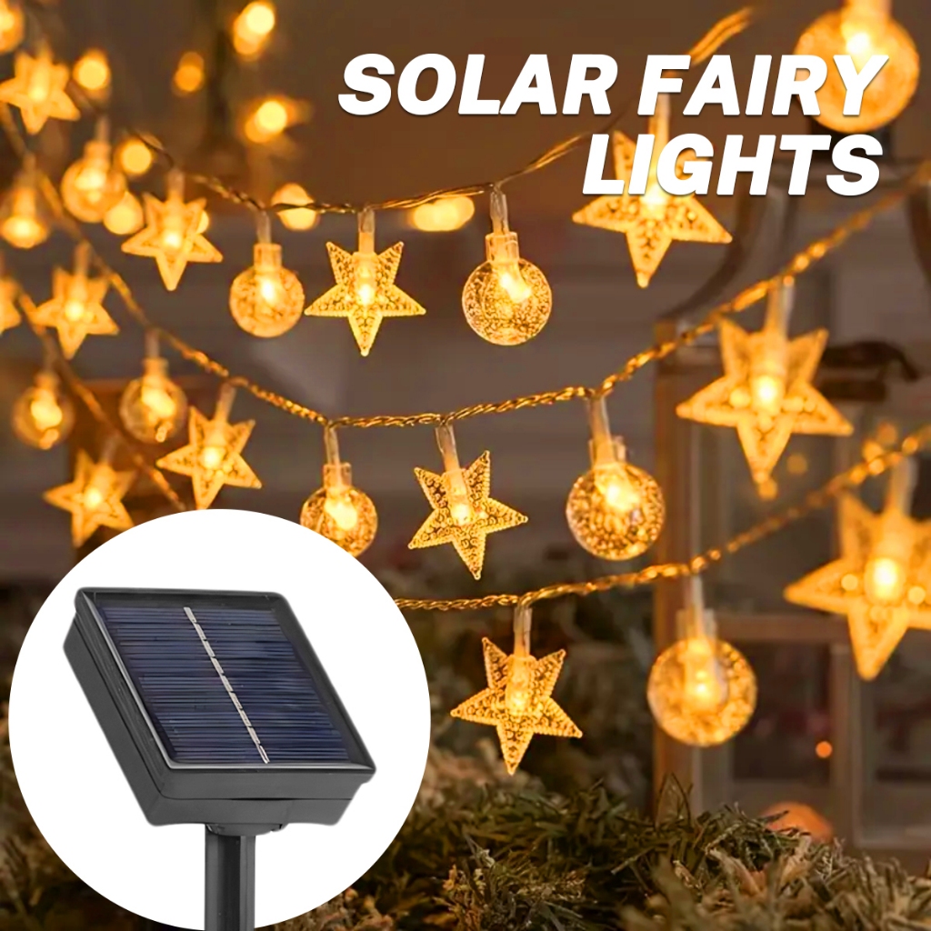 12M Solar Star String Lights Crystal Ball Fairy Lamps Outdoor ...