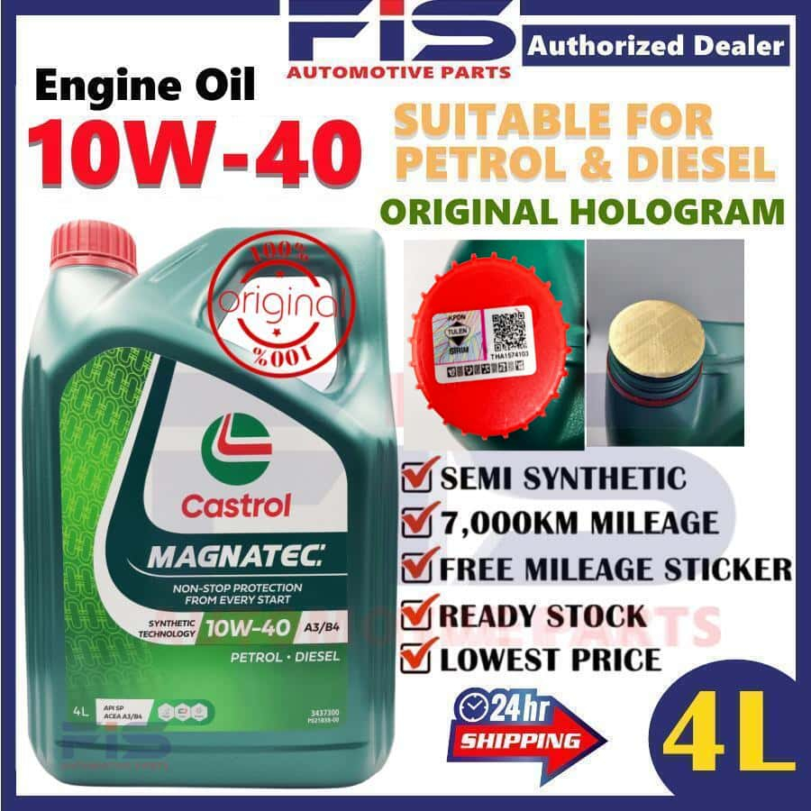 FIS Original Engine Oil Castrol 10W40 Magnatec Semi Synthetic Minyak ...